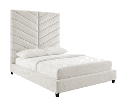 Javan Cream Velvet Bed in King