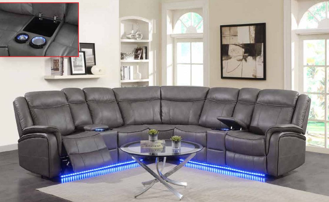 Red led reclining sectional