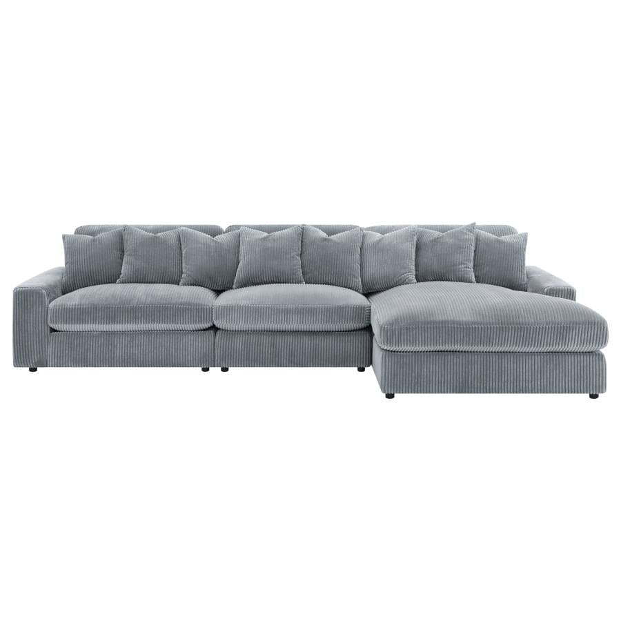 Blaine 3-Piece Upholstered Reversible Chaise Sectional Sofa Fog