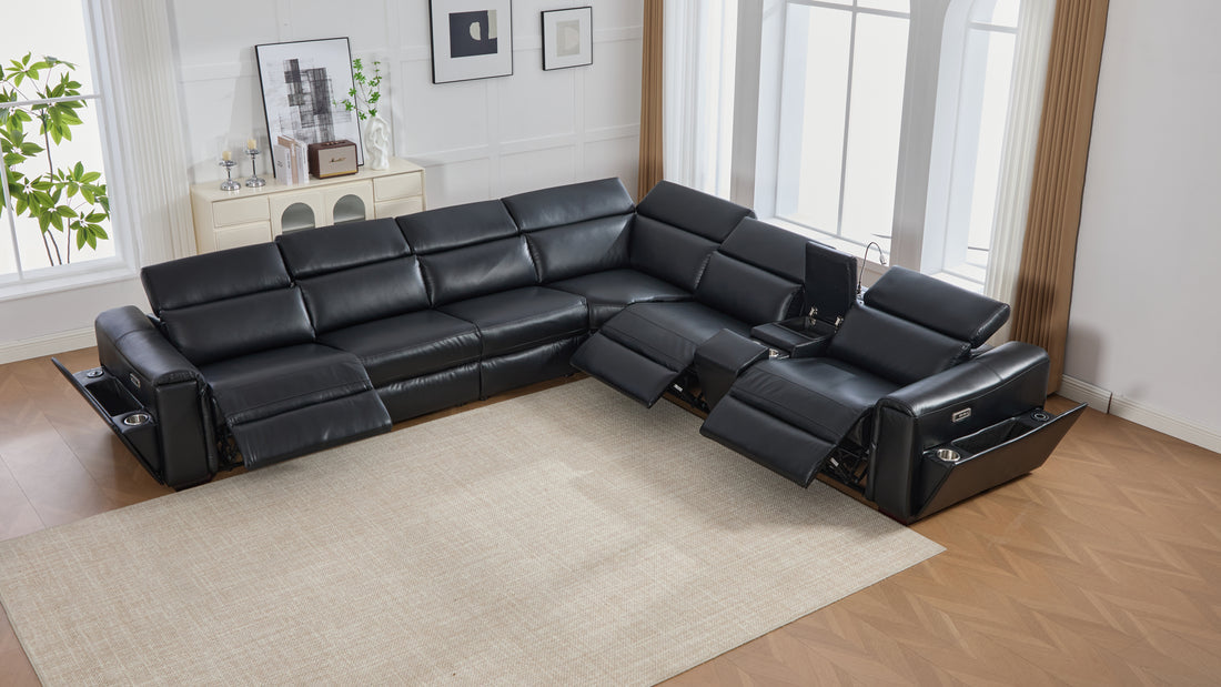 Divani Power Reclining Sectional (Black)