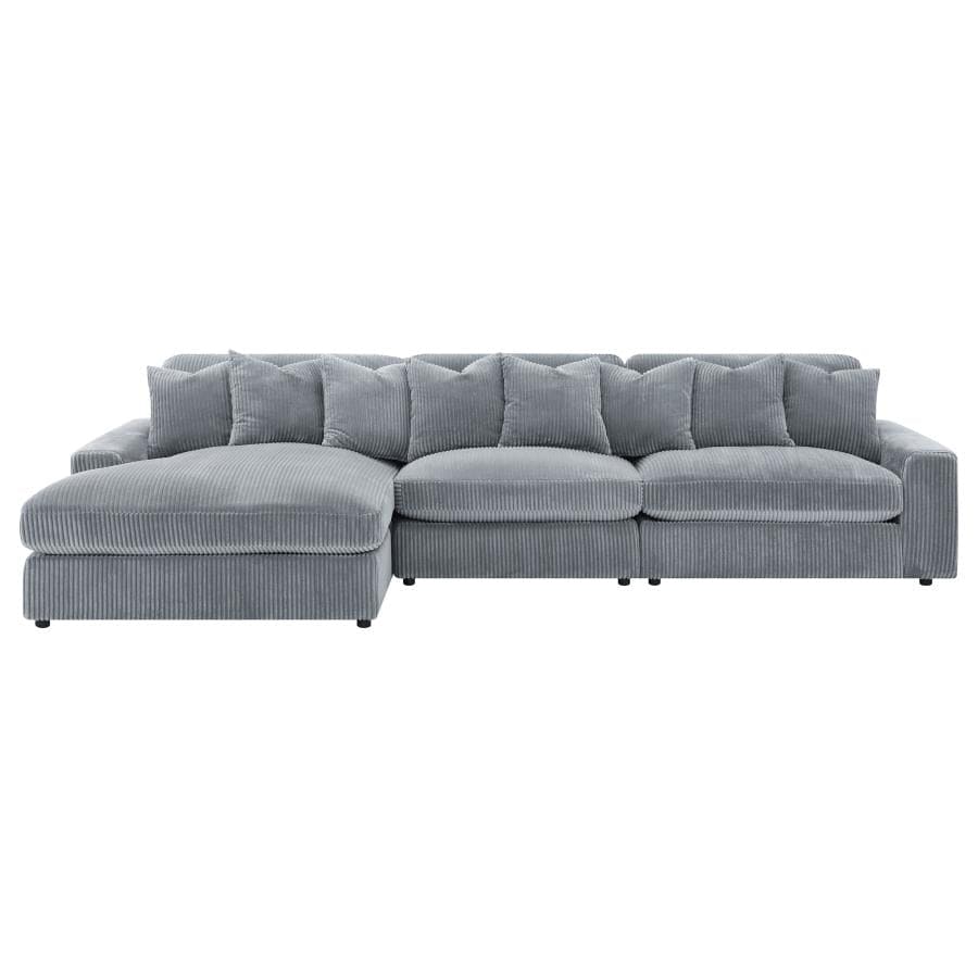 Blaine 3-Piece Upholstered Reversible Chaise Sectional Sofa Fog