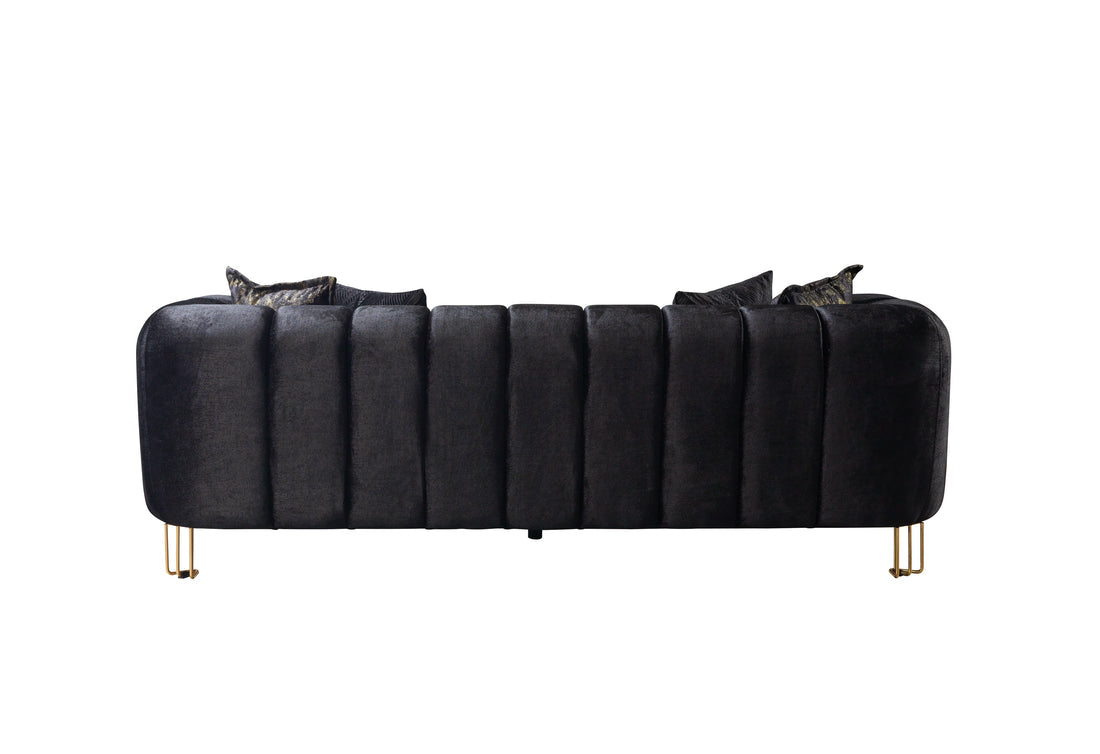 Santana Black Velvet Sofa 89”