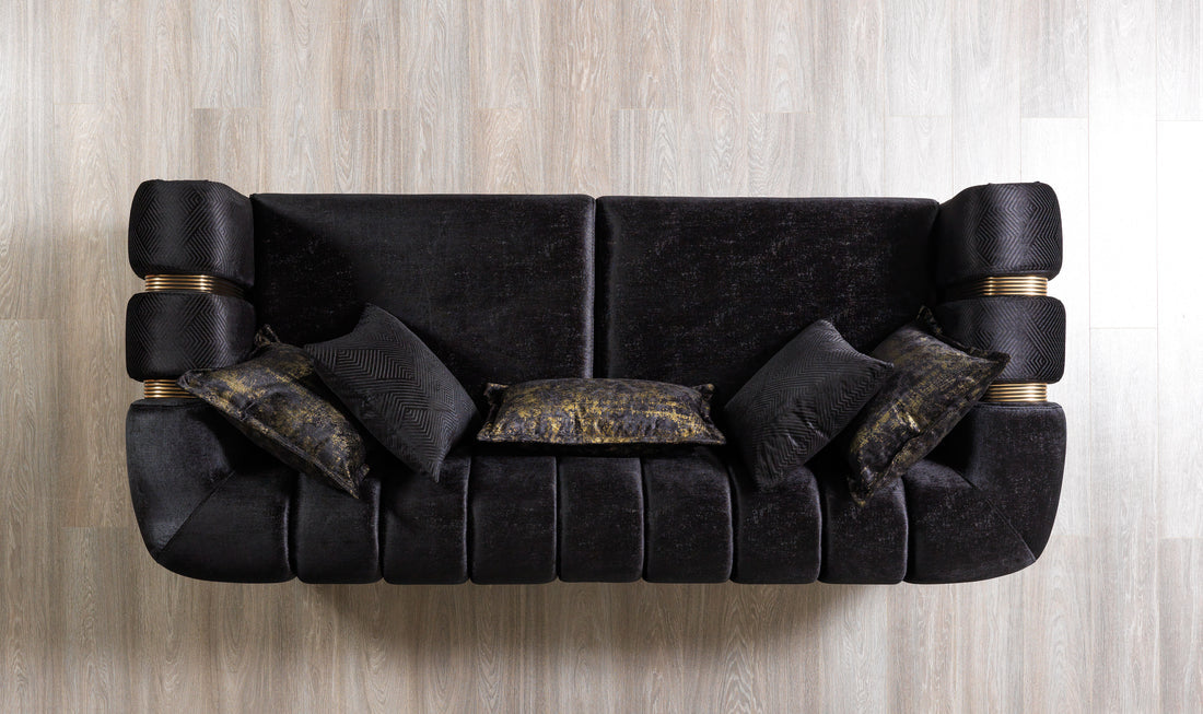 Santana Black Velvet Sofa 89”