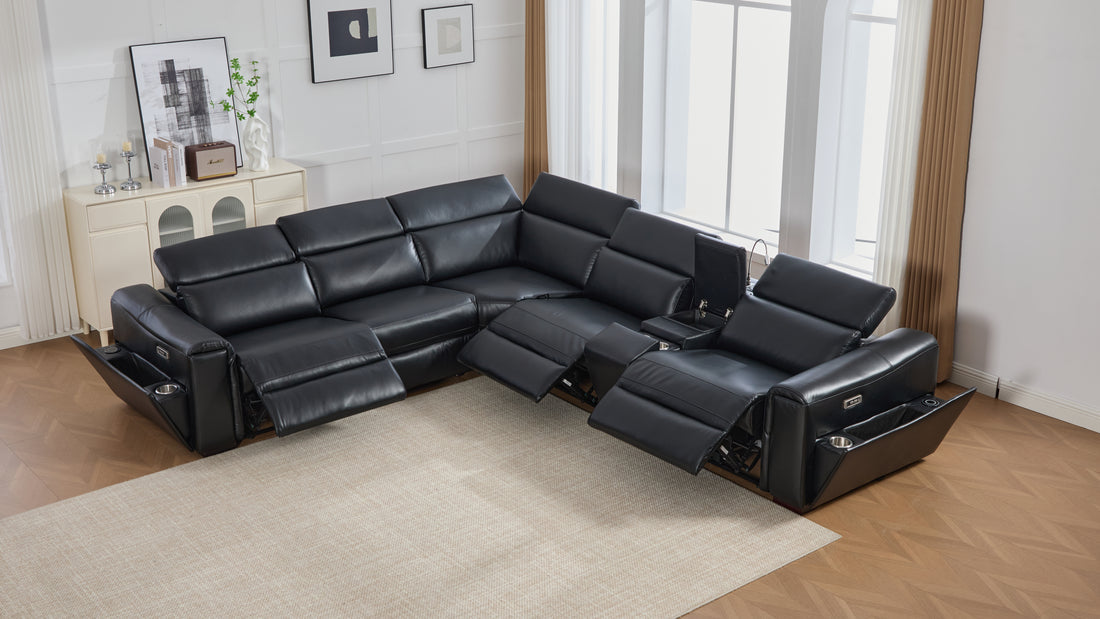 Divani Power Reclining Sectional (Black)