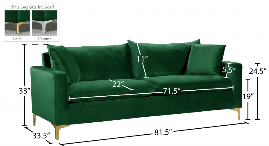 Naomi Green Velvet Sofa & Loveseat