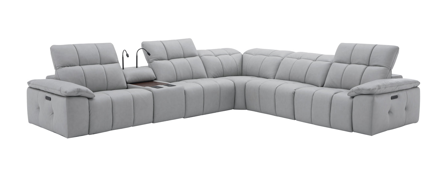 Beaumont Light Gray Leather Sectional