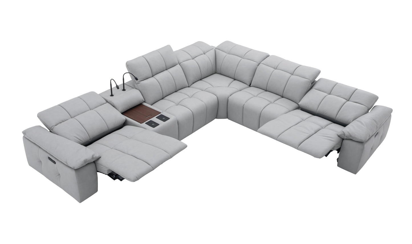 Beaumont Light Gray Leather Sectional