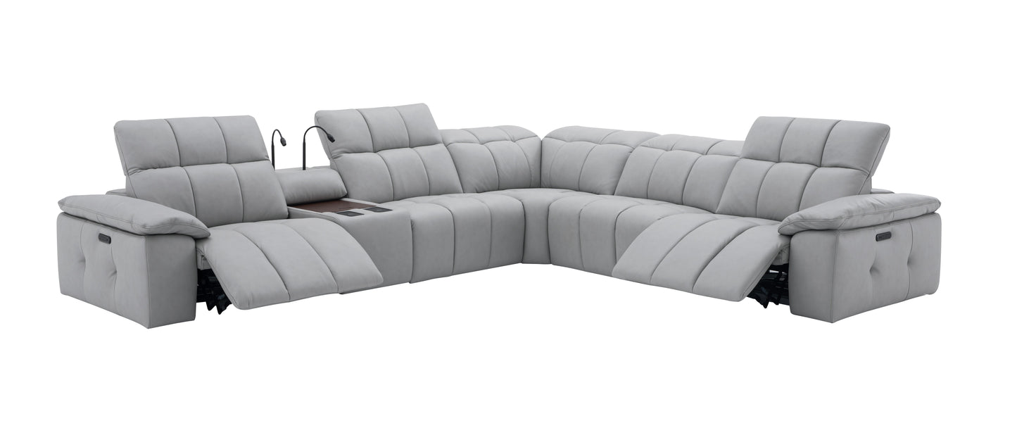 Beaumont Light Gray Leather Sectional