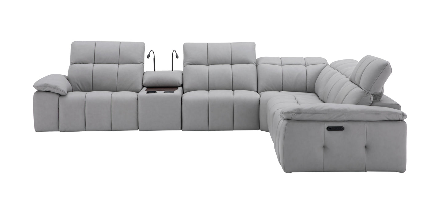 Beaumont Light Gray Leather Sectional