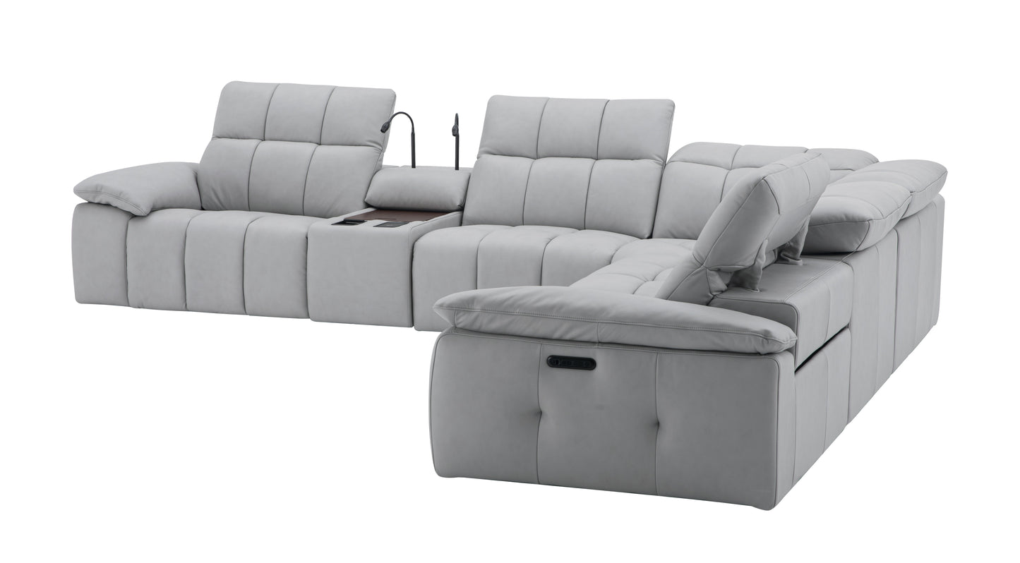 Beaumont Light Gray Leather Sectional