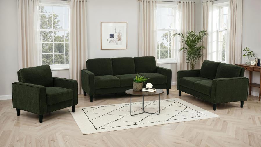 RUTH 3-PIECE FABRIC UPHOLSTERED TRACK ARM SOFA MATCHA GREEN