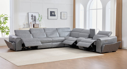 Divani Power Reclining Sectional (Grey)