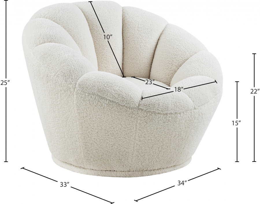 Dream Faux Sheepskin Fur Upholstered Swivel Accent Chair