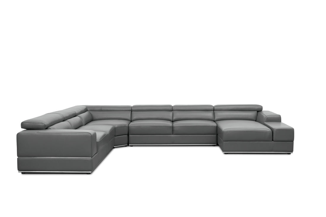 Nella Sectional Sofa | Italian Leather Match Dark Gray