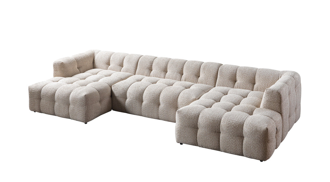 Ivy Sand Boucle Double Chaise 146" Sectional