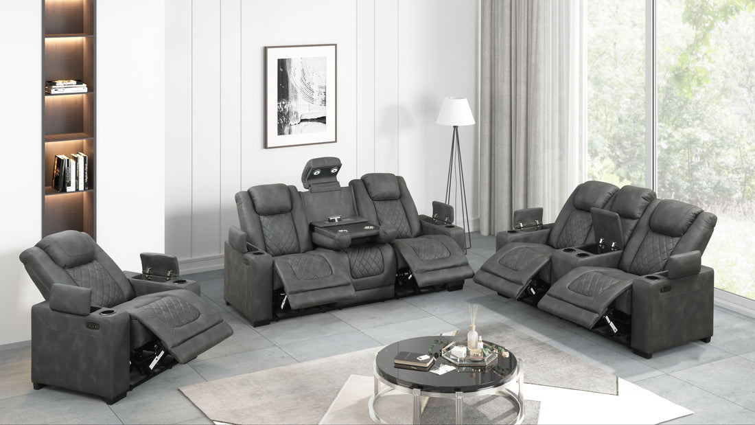 Rima 3pcs Power Reclining Set (Dark Grey)