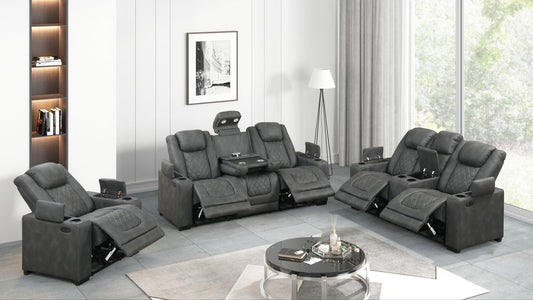 Rima 3pcs Power Reclining Set (Dark Grey)