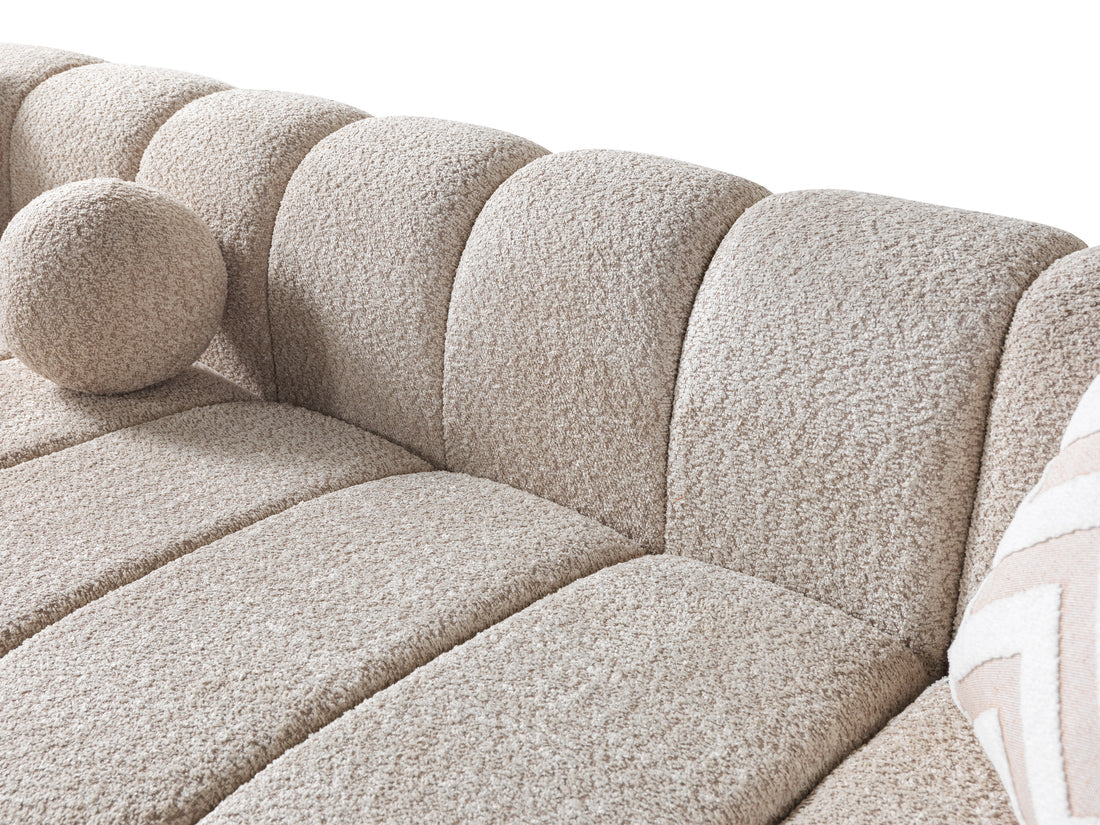 Lis Sand Boucle Double Chaise 147" Sectional