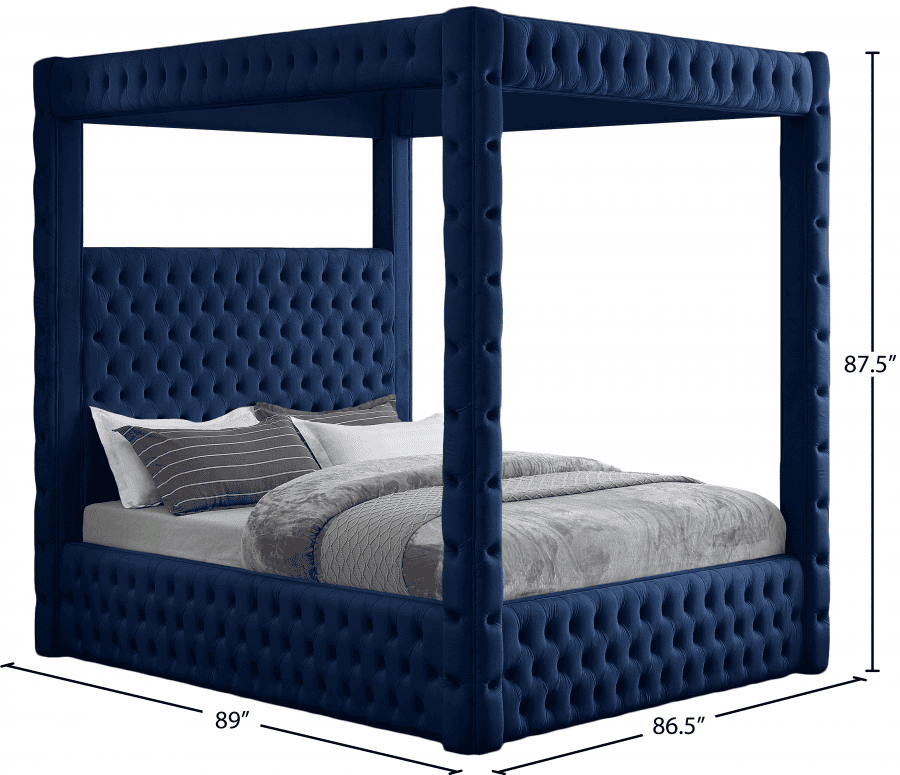 Royal One Canopy Velvet King Bed