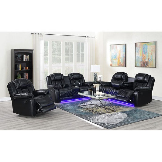 Lucky 3Pcs Reclining Set, LED, Bluetooth, Speakers Black