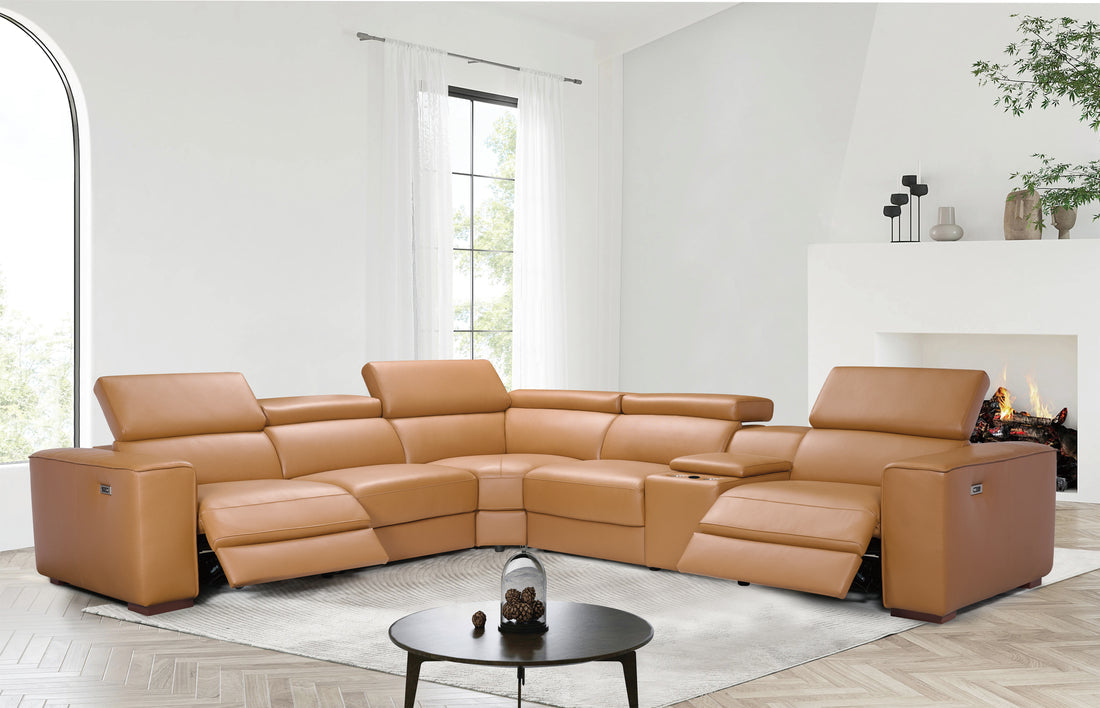 Picasso Power Reclining Sectional 8pcs Carmel (3 Power)