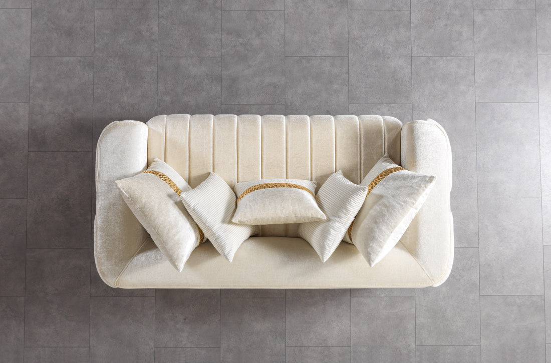 Carlina Ivory Velvet Loveseat