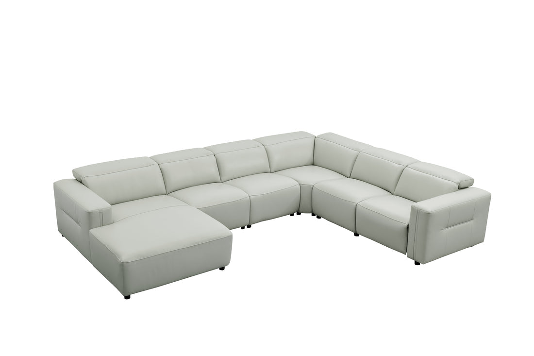 Noel Italian Leather/Match Power Reclining Sectional with Chaise