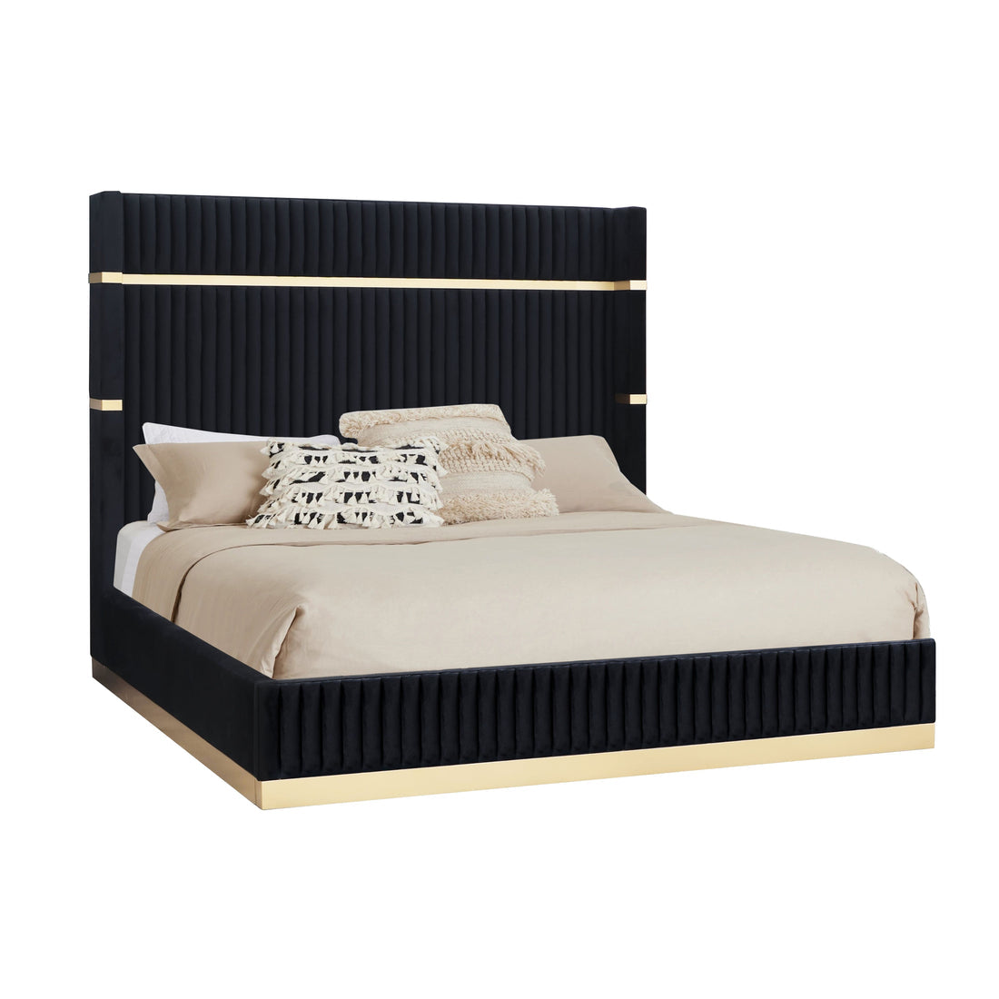 Modrest Evon Modern Black Velvet & Gold