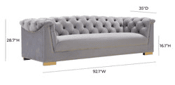 Farah Grey Velvet Sofa By Inspire Me! Home Decor