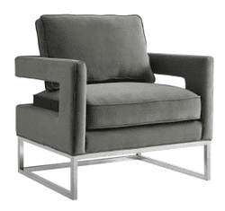 Avery Grey Velvet Chair with Silver Base