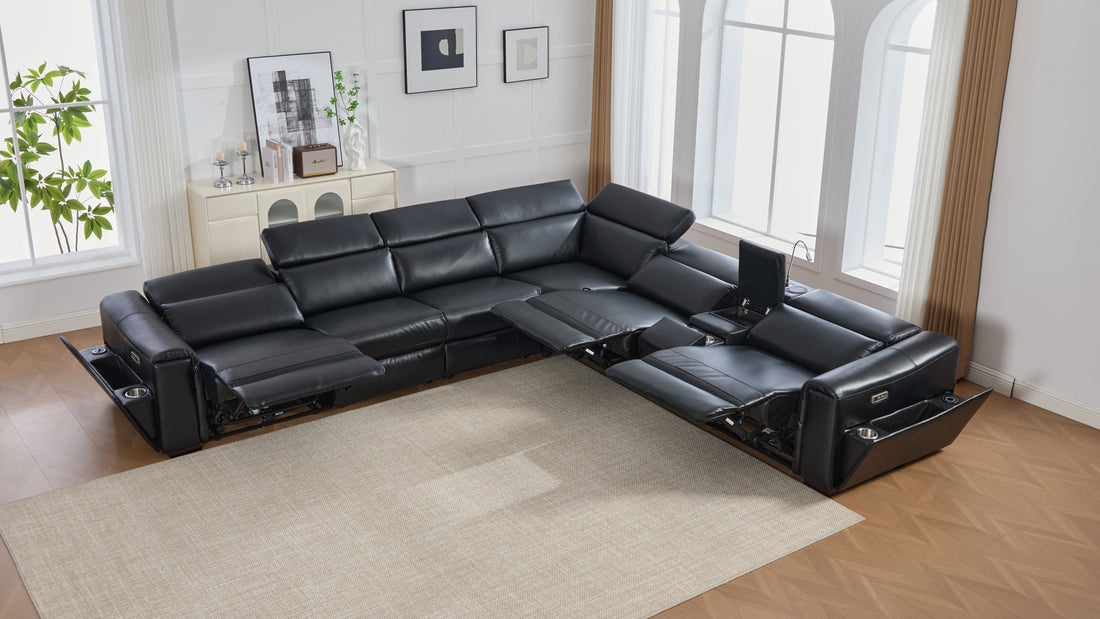 Divani Power Reclining Sectional (Black)