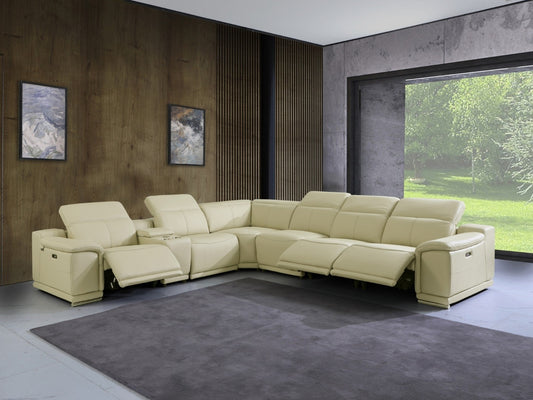 7-pcs Cream 3 power TOP GRAIN LEATHER P.MOTION