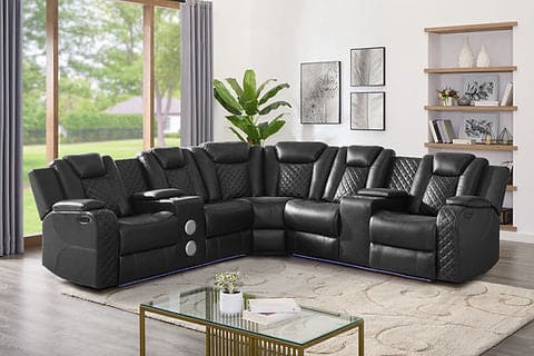 S3480 Eclipse Black power reclining sectional