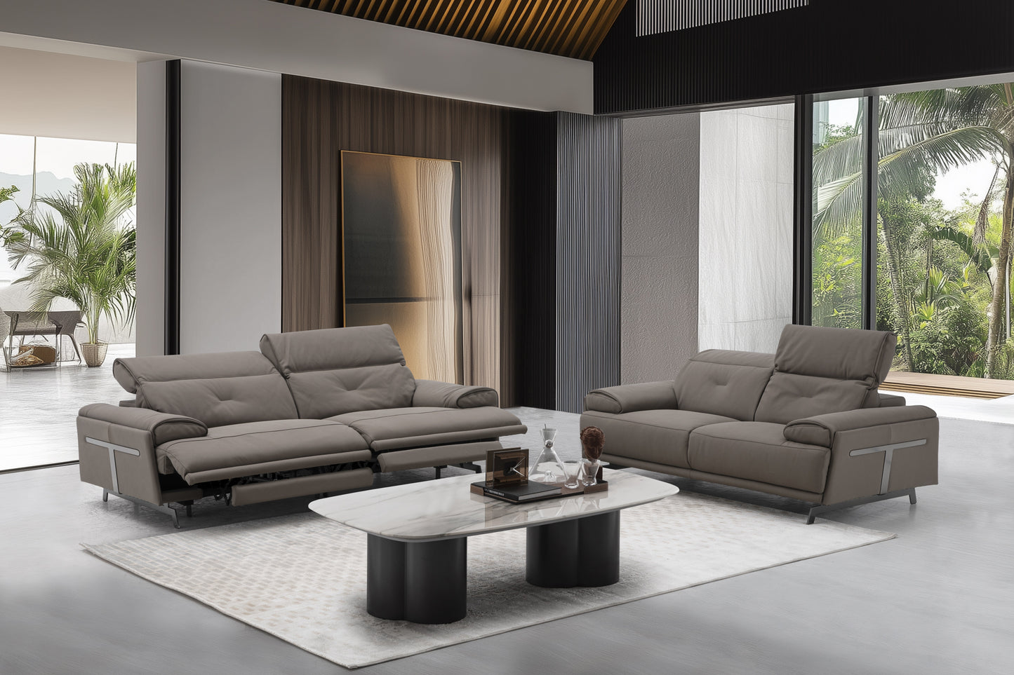 Dolce Vita Reclining Sofa Set in Brownie