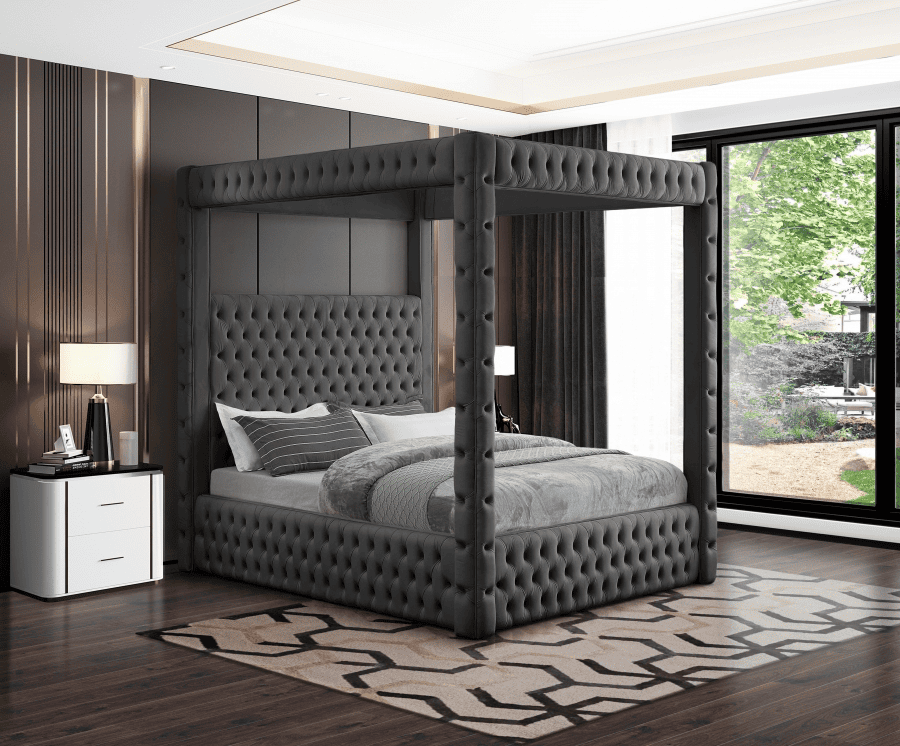 Royal One Canopy Velvet King Bed
