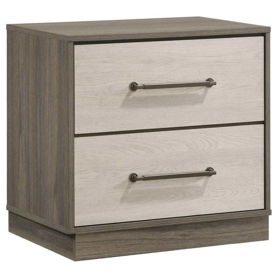 FENWICK 2-DRAWER NIGHTSTAND BEDSIDE TABLE GREY OAK