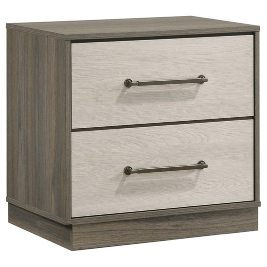 FENWICK 2-DRAWER NIGHTSTAND BEDSIDE TABLE GREY OAK