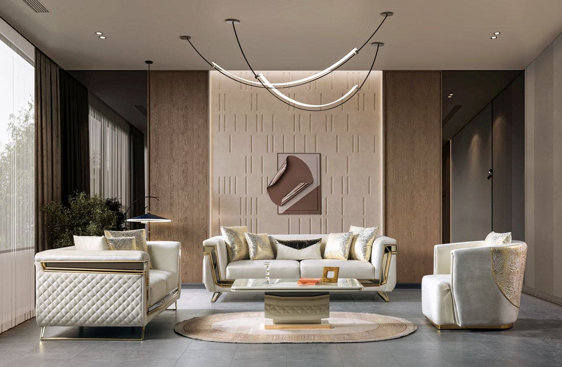 Anica Ivory Velvet Sofa 92" & Loveseat 76"