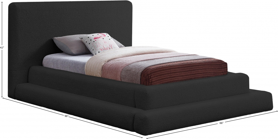 Dane Teddy Fabric Twin Bed - Black