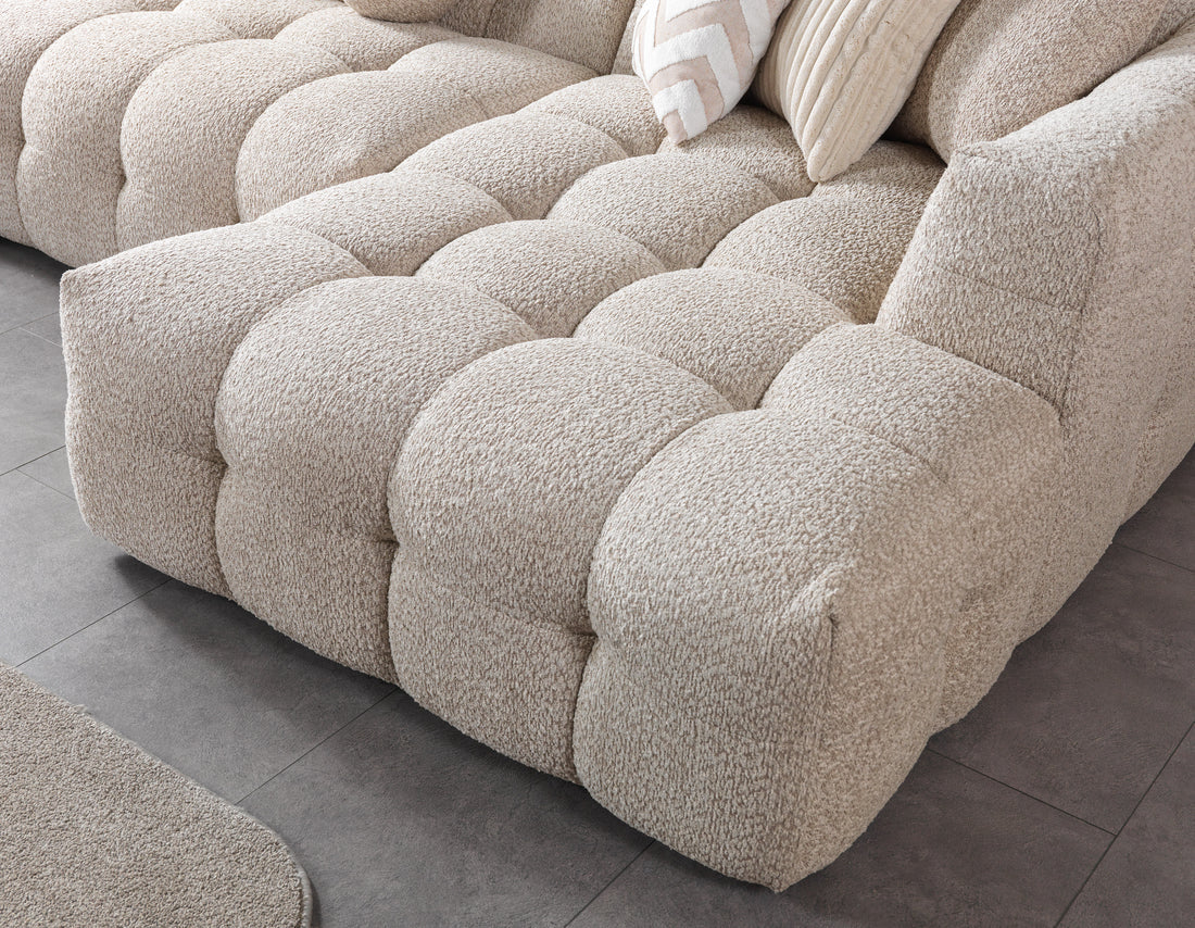 Ivy Sand Boucle Double Chaise 146" Sectional