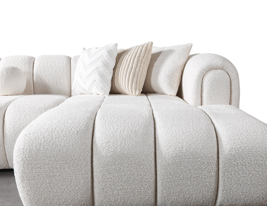 Lis Ivory Boucle Double Chaise 147" Sectional