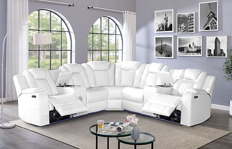 S3480 Eclipse White power reclining sectional