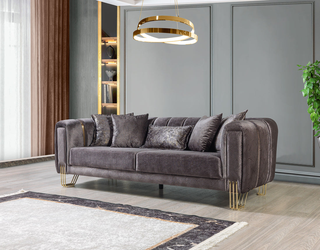 Santana Smoke Velvet Sofa 89”