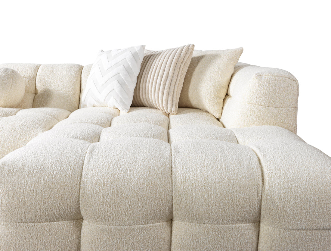 Ivy Ivory Boucle Double Chaise 146" Sectional