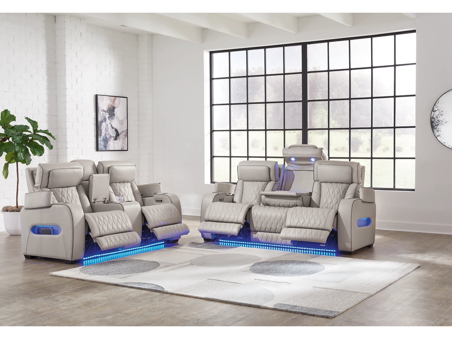 Power 2PC Reclining Set (Genuine Leather + Air Massage) **ON SALE**