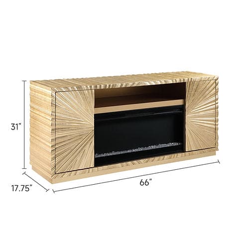 Item: W2721-168 CAYBERRY WITH FIRE PLACE Color: Black  Material: Engineered Wood Size: 59.65" W x 15.55" D x 24.17" H Weight: 130 lbs. Cuft: 16.01