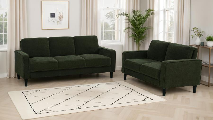 RUTH 3-PIECE FABRIC UPHOLSTERED TRACK ARM SOFA MATCHA GREEN