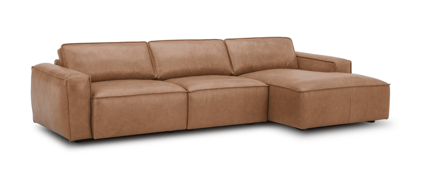 Modrest Cambria - Modern RAF Cognac Leather Sectional Sofa