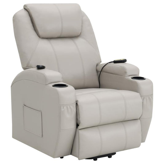 SANGER UPHOLSTERED POWER LIFT MASSAGE RECLINER CHAMPAGNE