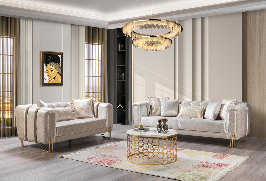 Santana Ivory Velvet Sofa 89”